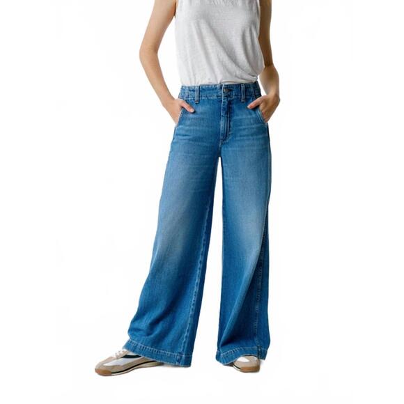NEW AMO edith wide leg jeans in blue